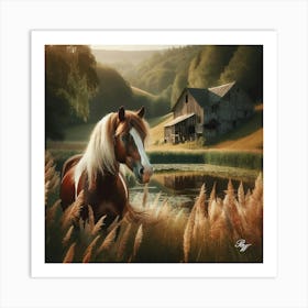 Beautiful Pinto By The Pond Art Print