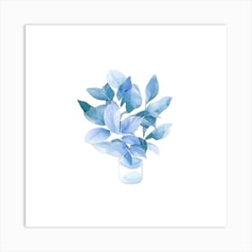 Watercolor Blue Floral 11 Art Print