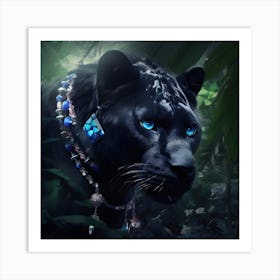 Bejewelled black Panther. Fierce and fabulous the blue eyed panther, a real gem! Art Print