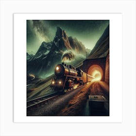 Night time train ride  Art Print