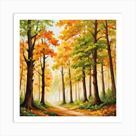 Forest In Autumn In Minimalist Style Square Composition 112 Art Print