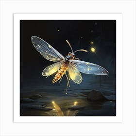 Bug Flying In The Night Art Print