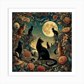 Cats In The Garden Art Print