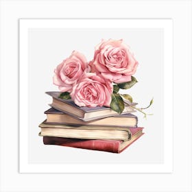 Roses On Books 9 Art Print