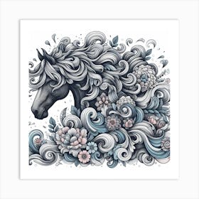 A curly wave of horse hair 1 Art Print