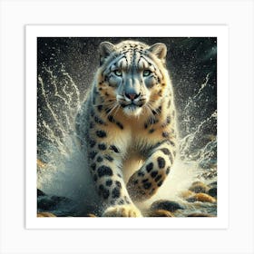 Snow Leopard Running Art Print