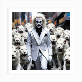 Clown With Lions Art Print