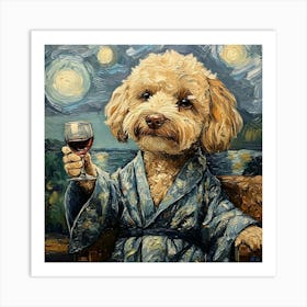 Dog In Bathrobe 2 Art Print