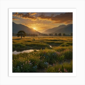 Sunset In The Meadow 1 Art Print