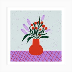 Abstract Flower Vase violet and red Art Print