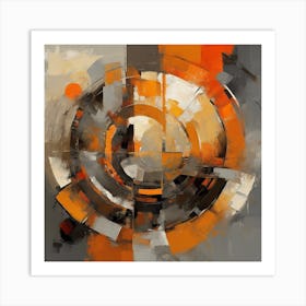 Neo Cubist Harmony Orange & Grey Abstraction (4) 1 Art Print