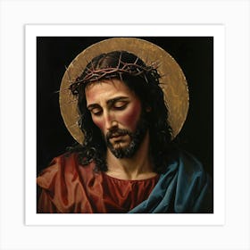 Jesus With Crown Of Thorns Art Print