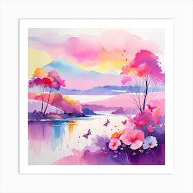 Sunset By The Lake 4 Art Print