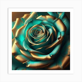 Teal Rose Art Print