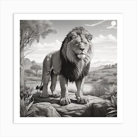 Lion In The Wilderness Art Print