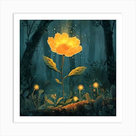 Yellow Flower In The Forest Art Print