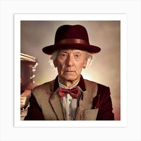 Firefly Elderly, Male, Pianist, Neon, Burgundy, Beige, Cream, Soulful, Eyes, Fedora, Piano, Smoky, D (8) Art Print