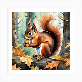 Squirrel In The Woods 24 Art Print