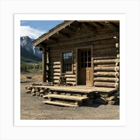Log Cabin In The Mountains Art Print