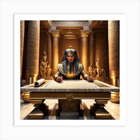 Pharaoh Writing In The Library Art Print