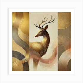 Gold Deer Art Print