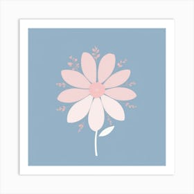 A White And Pink Flower In Minimalist Style Square Composition 554 Art Print