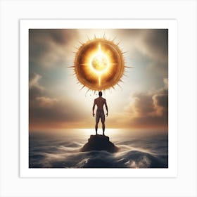 Man Standing On Top Of The Ocean Art Print