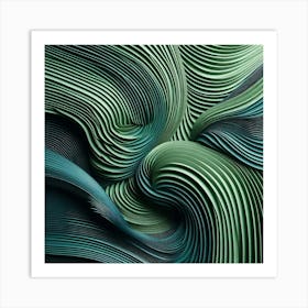 Aesthetic style, Green waves of palm leaf Art Print