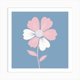 A White And Pink Flower In Minimalist Style Square Composition 50 Art Print