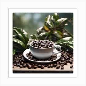 Coffee Cup With Coffee Beans 18 Art Print