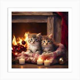 Christmas Kittens Art Print