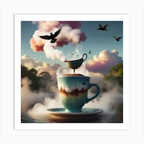 Coffee And Birds 1 Art Print