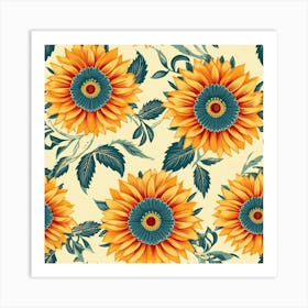 Sunflowers Seamless Pattern 1 Art Print