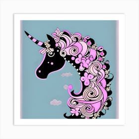 Pretty Floral Unicorn Art Print