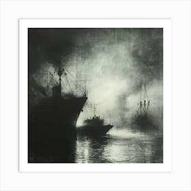 Ships In Fog Art Print