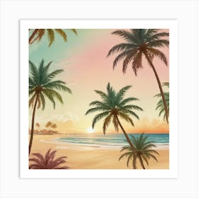 Tropical Beach Sunset Art Print