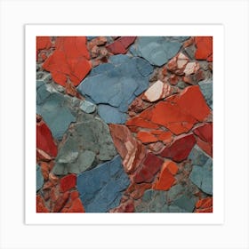 Red and blue and green Granite Art Print