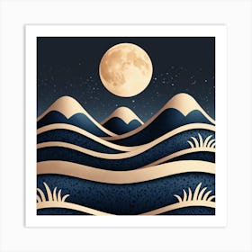 Moon Over The Sea 1 Art Print