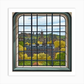 Window View Of Edinburgh Scotland In The Style Of William Morris 1 Art Print