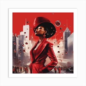 Woman In Red 11 Art Print