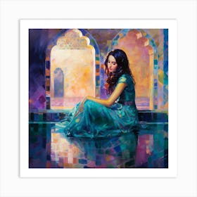 Moroccan Girl In Blue Dress Art Print