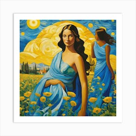 Girl In A Blue Dress isi Art Print