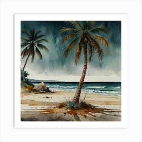 Palm Trees On The Beach Art Print