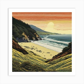 Sunset At Big Sur 1 Art Print