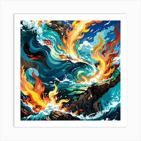 Fire In The Sea Art Print