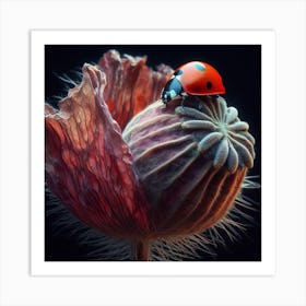 Poppy Head and Ladybird 2 Art Print