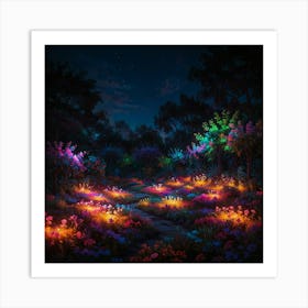 Fairy Garden At Night 1 Art Print