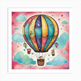 Dream Big Hot Air Balloon Inspirational Quote For Kids 4 Art Print