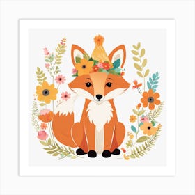 Floral Baby Fox Nursery Illustration (20) Art Print