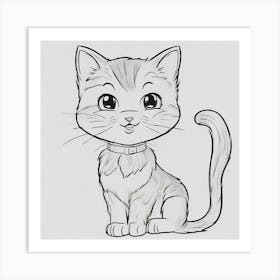 Cartoon Cat Drawing Art Print